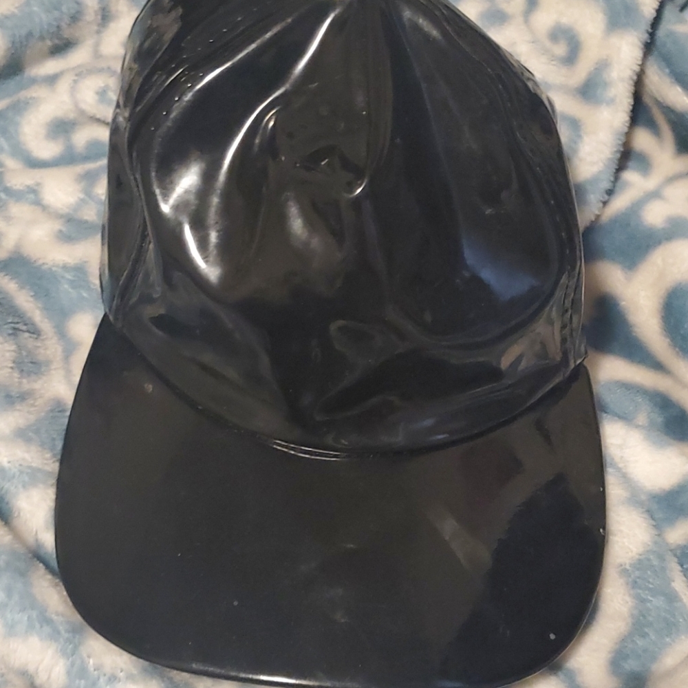 Faux leather adjustable cap